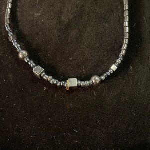 Elegant Black and Silver Beaded Necklace